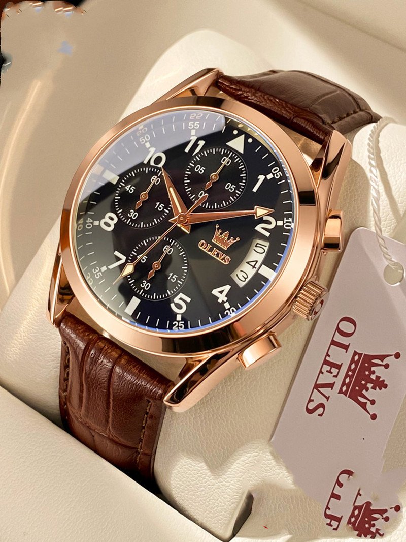 OLEVS Luxury Mens Watches Waterproof Luminous Quartz - Image 4